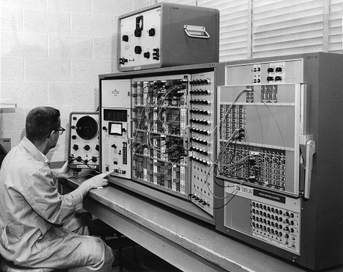 dinosaurspen:PACE analog computer at electrical engineering laboratory, ca. 1960s.