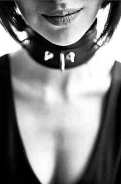 cravingconstance:Nothing makes her happier than the feeling of her collar tightly wrapped around her throat ~