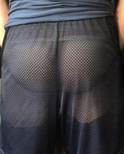 atljockbttm: Love walking around town, ass &amp; jockstrap clearly visible through mesh shorts that have inside lining cut away - - Outside on a sunny day, without a liner underneath, these shorts become extremely transparent! 