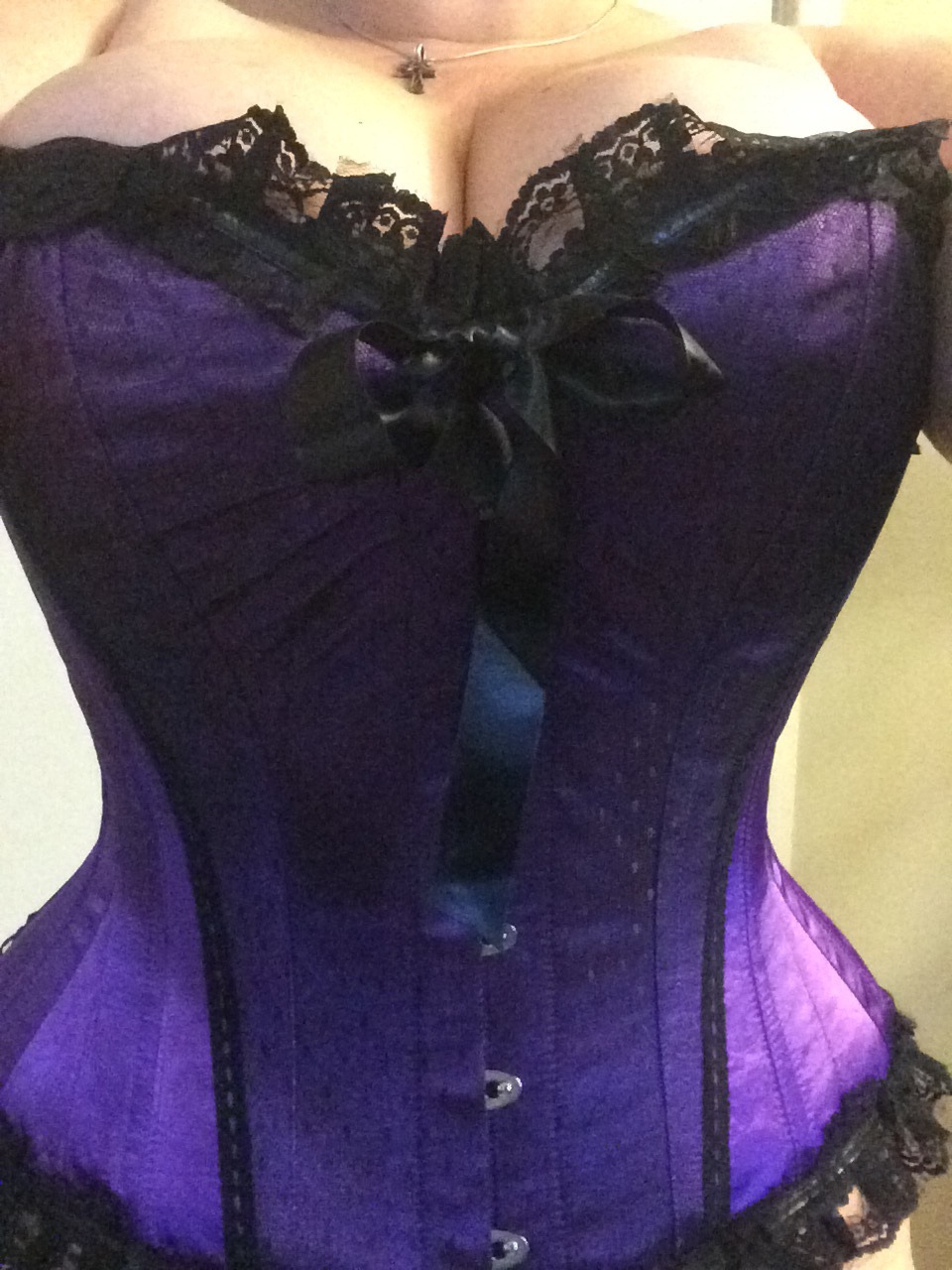 ladybrazen: Further corset training progress in the black underbust. Purple is a