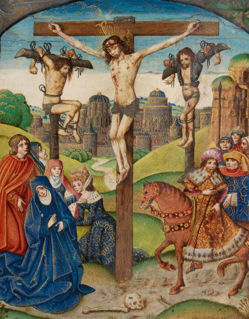 The Crucifixion Christ on the Cross between two thieves from the Vaux Passional, c. 1503-04 Wales, E