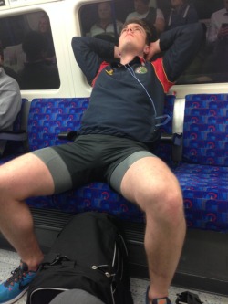 outoftheremains:  Wouldn’t mind meeting him on the train…  http://tubecrush.net/2014/06/11/underground-yoga/#.U6DB6E6LMHI.tumblr