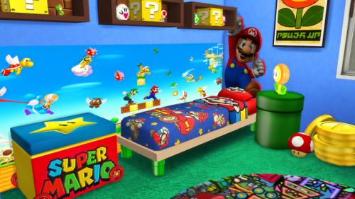 modelsims4:  The Sims 4: OPPOSITE TWINS BEDROOM - MARIO WCIF friendly  Room downloadable in the Sims