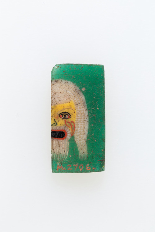 didoofcarthage:Glass inlays with satyr headsEgyptian (Ptolemaic or Roman Period), 100 B.C.-100 A.D.M