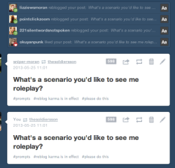 loyalbloggerwhowaits:    Let me talk to you about a concept called Reblog Karma It’s not an official Tumblr Rule yet, but I think it should be If you see an askbox meme being reblogged by someone, it means they actually want you to send things to their