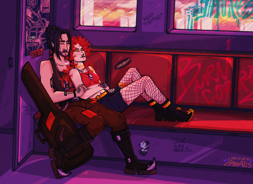 ohkalis:still taken on the north watson subway — august 3rd, 2078. on the back, v has scrawled the words, “looks like we finally got our happy ending.”