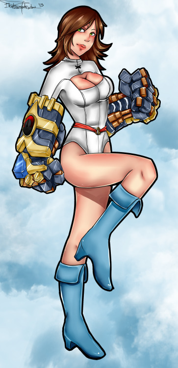 Another commission xD The girl is something like Power girl with brown hair and Vi’s hands XD
