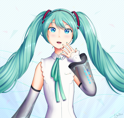  Quick fanart of Miku’s new design, I love those cute little details and the fluffy twintails!