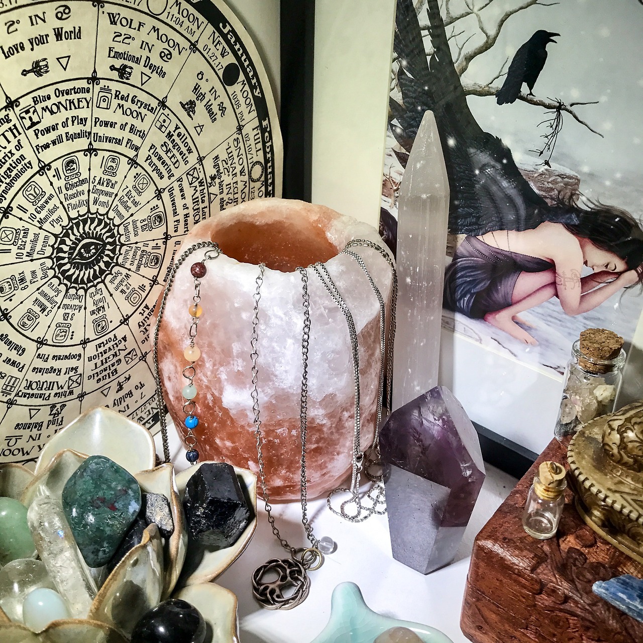 starborn-witch:  Witch Tip Place pendulums, talismans, small crystals, and pentacles