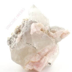 structureminerals:  Quartz with Rhodochrosite and Dolomite from China: StructureMinerals.com