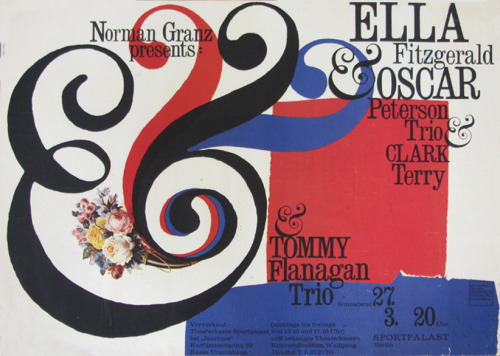 Günther Kieser, poster artwork for Ella Fitzgerald & Oscar Peterson, 1965. Sportpalast Berlin, N