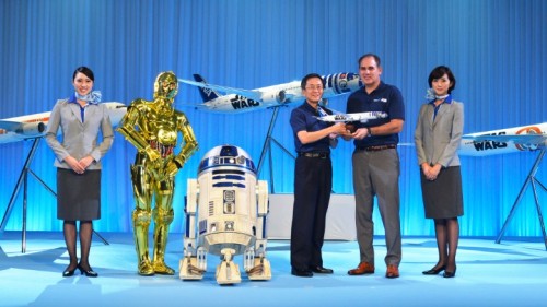 archatlas:  Boeing & ANA unveil R2-D2 Dreamliner Star Wars theme music played and Storm Troopers held guard as the hangar doors began to open. Within moments, a Boeing 787 “Dreamliner” painted with likeness of R2-D2 emerged to a cheering crowd