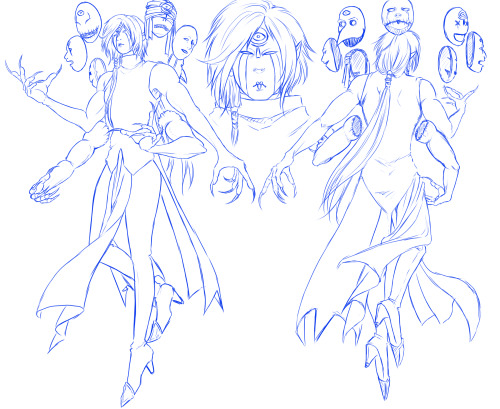 caladhel-iarian:Concept sketches of The Harlequin, Phibi’s right hand man. His true name is Ir