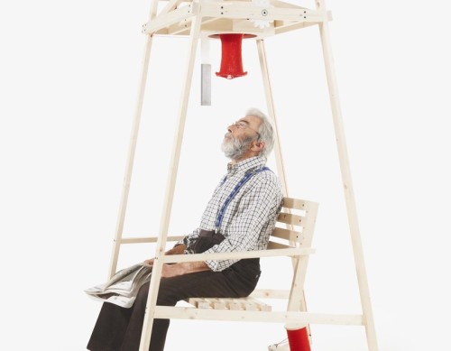 “Rocking Knit” chair uses kinetic energy generated from the chair’s gliding motion to knit a winter 