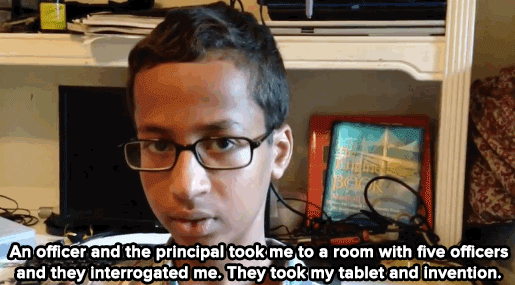 majesticmelanin:  micdotcom:   This 14-year-old Muslim American student was detained for bringing a homemade clock to school  Ahmed Mohamed, a 14-year-old Muslim student was arrested at his high school in Irving, Texas, after bringing a homemade clock