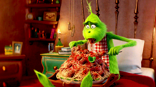 iablmeanie:filmgifs:How much emotional eating have I been doing? — The Grinch (2018) First holiday m