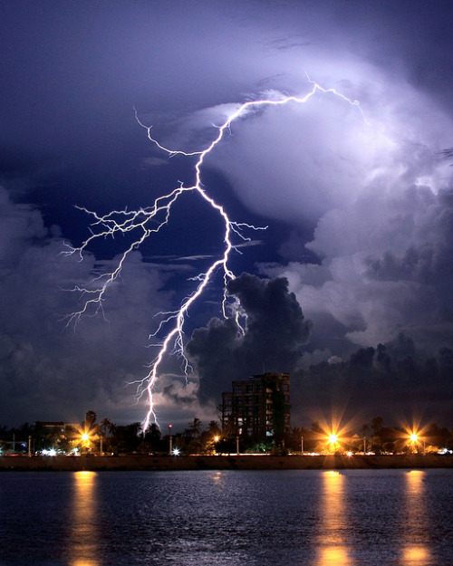 Lightning over the Tonle Sap Lake in Phnom Penh, Cambodia (by Rob Kroenert).