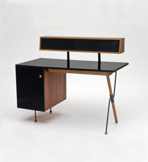 Greta Magnusson-Grossman, Desk with storage unit, 1952-54. Walnut, iron, formica. Glenn of Californi