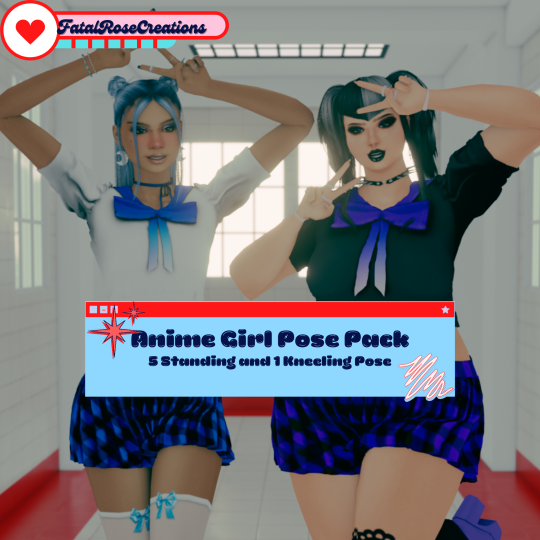 A 4 in 1 cute anime pose pack for andrew's pose player