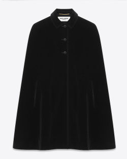 lbmh-deactivated20150104:  SAINT LAURENT WOMENS CAPE IN BLACK COTTON VELVET 