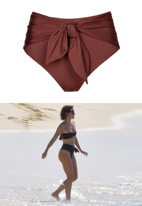 fashionofemmawatson:Emma wore a pair of Johanna Ortiz Farewell high-rise bikini bottoms while in Bar