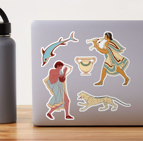 raffaelllllo:stickers sheet inspired by etruscan tomb paintings :-) available on my redbubble (link 