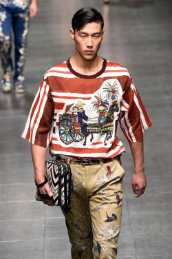 theasianmalemodel:  Shi Qi Fan  for Dolce and Gabbana SS16 | Milan Fashion Week  