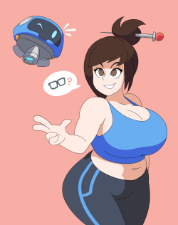 pcengine:  Mei’s lost her glasses! …the drone knows too much…  I’ve been meaning to draw Mei again for a while! She’s too cute to resist :O 