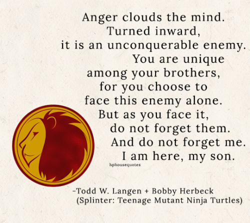 GRYFFINDOR: “Anger clouds the mind. Turned inward, it is an unconquerable enemy. You are uniqu
