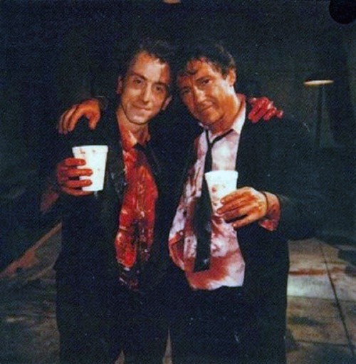 80slove:  Tom Roth & Harvey Keitel on set of Reservoir Dogs