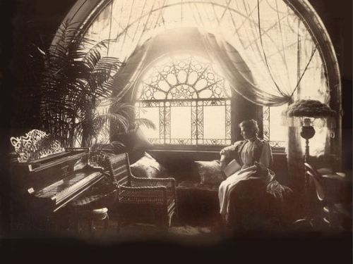 ladylabsinthe:Elegant Victorian Parlor Window Piano 1888 
