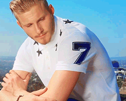 famousmeat:  Shirtless Alexander Ludwig sprayed wet for Bello Mag