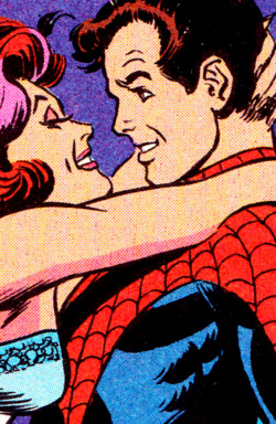 jthenr-comics-vault:  COMIC BOOK CLOSE UP P E T E R  &amp;  M J Amazing Spider-Man #365John Romita Sr. (Pencils &amp; Inks) &amp; Joe Rosas (Colors) 