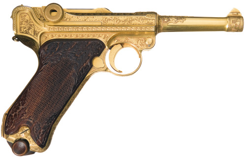 A cased, gold plated, and engraved Luger pistol presented to German Ambassador Franz Von Pappen by F