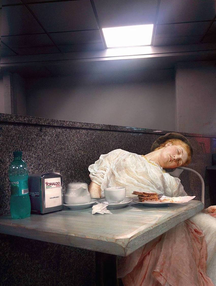 itscolossal:New Classical Paintings Reimagined as Part of Modern-Day Italian Life