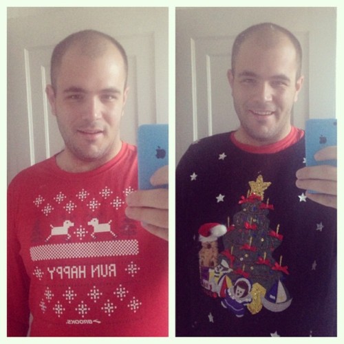 theoneandonlyak47:  Double dose of festivity today. #festiveholidaysweater #itsfestivenotugly 