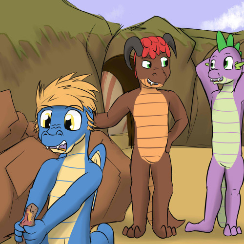  (page 16) Magma dragged Sharp by the tail through the cave entrance way, Spike followed, curious as to what fate befell his dragon ridge guide.  The cave itself wasn’t so much a cave, as it was a tunnel that opened up into what Spike thought was
