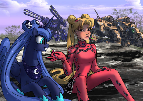 theponyartcollection:  Rebel Moon meets Bad-Ass Moon by *Foxi-5 