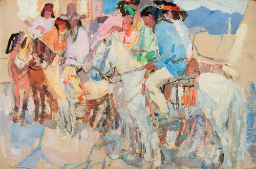 LEON GASPARDJicarilla Indians on HorsebackOil on Canvas10.75&quot; x 16&quot;