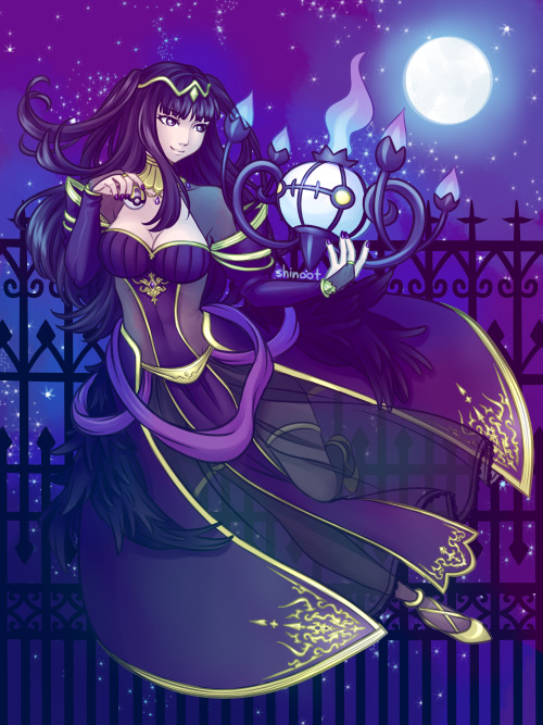 Tharja and Chandelure commission, now with background