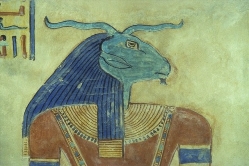 Guardian genie of the gates to the Kingdom of Osiris. Detail of a wall painting from the tomb of Amu