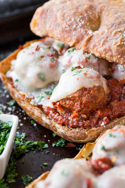 verticalfood:  Italian Meatball Sandwich on Garlic Ciabatta 