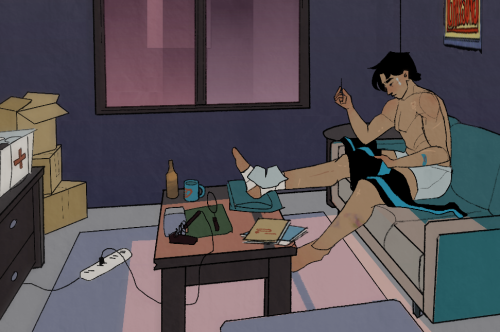 echoingblue: 20 year old dick grayson alone in his shitty bludhaven apartment is something that can 