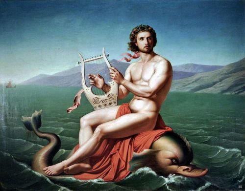 hadrian6: Orion Riding a Dolphin. 19th.century. German Amores Hernandez. Spanish 1823-1894. oil/canvas. http://hadrian6.tumblr.com 