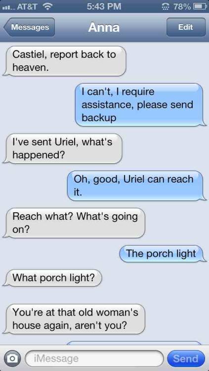 haloswingsandautocorrect:  For the love of God, Cas 