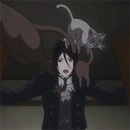 hellofavillain: Sebastian with cats   (◡‿◡✿)