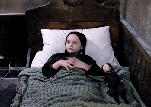 blondebrainpower:Wednesday Addams with Marie Antoinette in The Addams Family, 1991