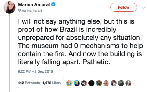 thechanelmuse:Brazil museum fire: ‘incalculable’ loss as 200-year-old Rio institution guttedBrazil’s