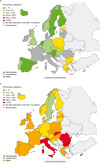 Antibiotic resistance in Europe - Maps illustrating levels of invasive E. coli infections resistant to third-generation cephalosporins in a 2001 and b 2012.
[[MORE]]In Europe, the prevalence of bacteria resistant to extended spectrum cephalosporins...
