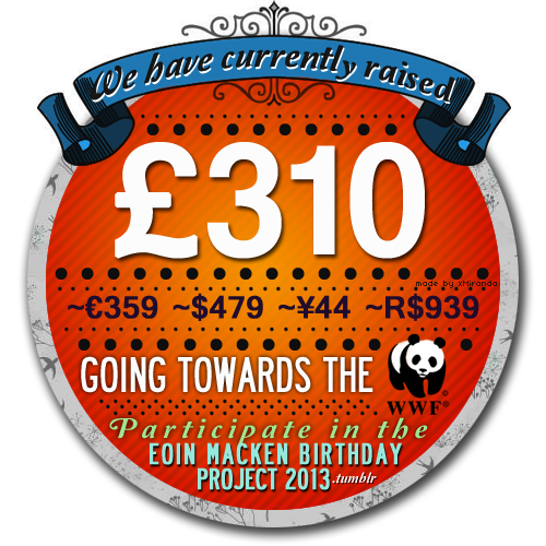 eoinmackenbirthdayproject2013:We have now raised £310 for the WWF!!Thanks to Mallowtree, we are now 